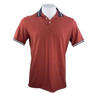 Good Man Brown Polo with Navy and White Stripe Trim